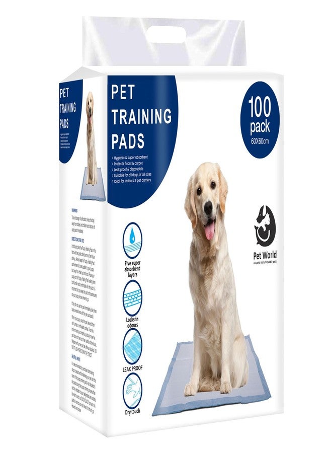 Pet World Dog and Puppy Training Pee Pads with Odor Lock Technology (Pack of1) Leak-Proof,Heavy Duty Absorbency for Indoor Training (60 X 60 cm) |(100 Count) - XL - Image 1